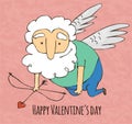 Cupid funny cartoon character Valentine`s day