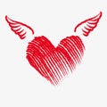 Cupid heart with wings Royalty Free Stock Photo