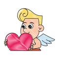 Cupid holding heart scribble Royalty Free Stock Photo