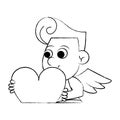 Cupid holding heart sketch Royalty Free Stock Photo