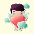 cupid holding heart. Vector illustration decorative design Royalty Free Stock Photo