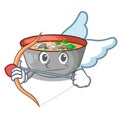 Cupid japanese miso soup in cartoon bowl