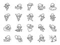 Cupid line icon set. Included the icons as love arrow, heart, kid angel, god of love, shooting and more.