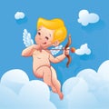 Cupid Love silhouette with bow and arrow and speech bubble