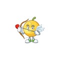 Cupid mundu fruit mascot on white background Royalty Free Stock Photo