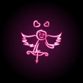 Cupid with onions neon icon. Simple thin line, outline vector of wedding icons for ui and ux, website or mobile application