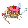 Cupid pancake with strawberry character cartoon