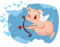 Cupid Pig Vector Funny Cartoon