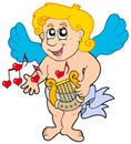 Cupid playing harp Royalty Free Stock Photo