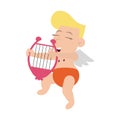 Cupid playing harp