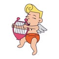 Cupid playing harp Royalty Free Stock Photo