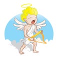 Cupid playing harp. Vector illustration decorative background design Royalty Free Stock Photo