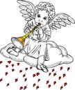 Cupid playing a pipe Royalty Free Stock Photo