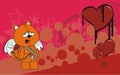 Cupid plush little fox cartoon valentine background