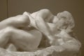 Cupid and Psyche. Marble statue. Monochrome, sepia Royalty Free Stock Photo