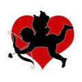 Cupid with red heart