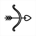 Cupid's arrow vector linear icon. Symbol of Valentine's Day, love. Declaration of love. Decorative element.