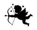 Cupid shooting arrow. Cherub silhouette. Valentine's day. Love symbol. Vector illustration. Royalty Free Stock Photo