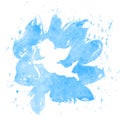 Cupid silhouette icon on watercolor spot Royalty Free Stock Photo