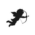 Cupid silhouette isolate on white background. Royalty Free Stock Photo