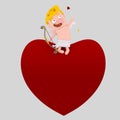 Cupid sitting on a big heart