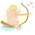 Cupid sitting on a cloud