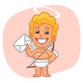 Cupid Smiling and Holding Envelope