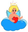 cupid sticker sews up broken heart Royalty Free Stock Photo