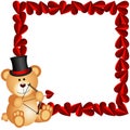 Cupid teddy bear with heart frame Royalty Free Stock Photo