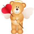 Cupid teddy bear with heart Royalty Free Stock Photo