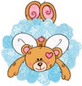 Cupid teddy bear in the middle of the cloud