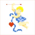 Cupid Valentine`s Day, made in the style of pixel art