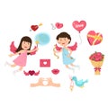 Cupid,valentine set, illustration.