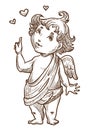 Cupid or Valentines day angel with wings sketch