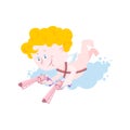 Cupid and weapons. Cute little angel and love gun. Illustration Royalty Free Stock Photo