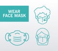 Cuple wearing medical face masks and lettering