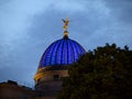 Cupola of the Academy of Fine Arts in Dresden Illuminated at Night Royalty Free Stock Photo