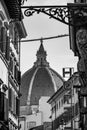 Cupola of the cathedral Santa Maria del Fiore in Florence, seen from a street far away