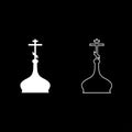 Cupola ortodox church icon set white color illustration flat style simple image