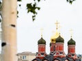 Cupola of russian church and birch tree in Moscow