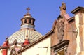 Cupola with sculptures, church in queretaro city, mexico.