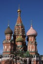 St. Basil\'s Cathedral on Red Square in Moscow Russia against clear blue sky Royalty Free Stock Photo