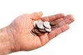 Cupped Hand Holding American Coins