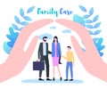 Cupped Hand Palms above Family Care Illustration Royalty Free Stock Photo
