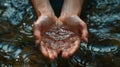 Hands Holding Clear Water.AI generated image Royalty Free Stock Photo