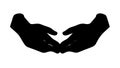 Cupped Hands Offering Caring Silhouette Icon, vector design Generative AI Royalty Free Stock Photo