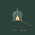 Cupping therapy sign vector illustration. Massage jars for face and body. Medical anticellulite cup. Alternative healthcare,