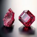 The cuprite is a brilliant, deep red crystal. Its lustrous surface reflects light beautifully