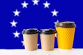 cups of coffee flag of the European Union