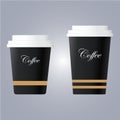 Cups of coffee on grey background